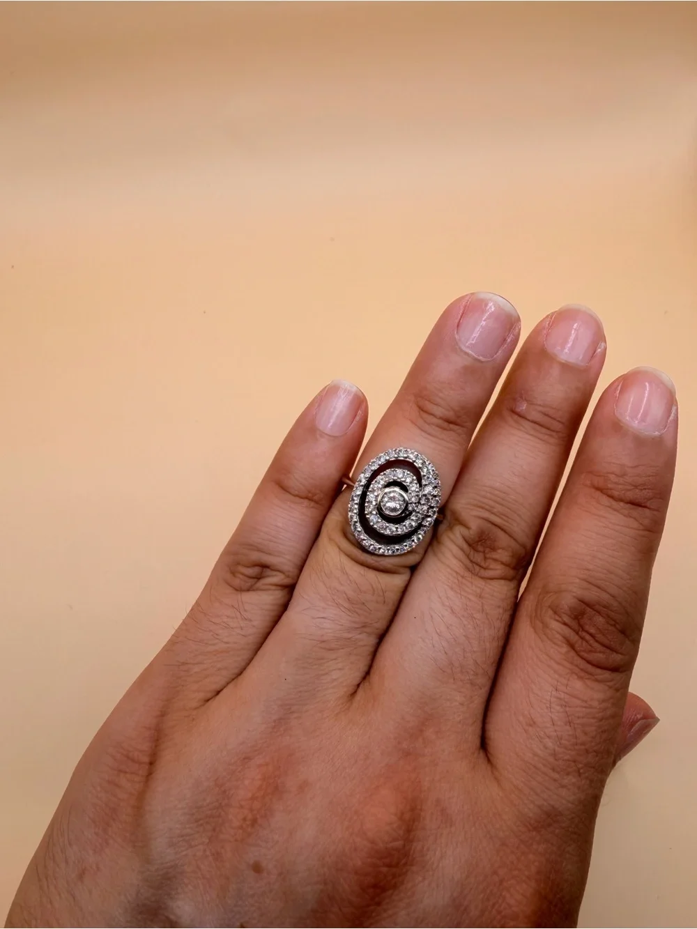 14k White Gold .87 Ctw Natural Diamond Vintage BH By Effy Ring Size 5.75.